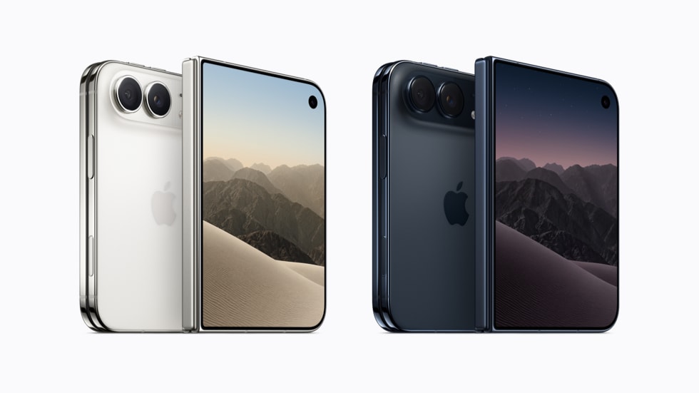 iPhone Duo en los acabados blanco y oscuro. Imagen oficial de Apple