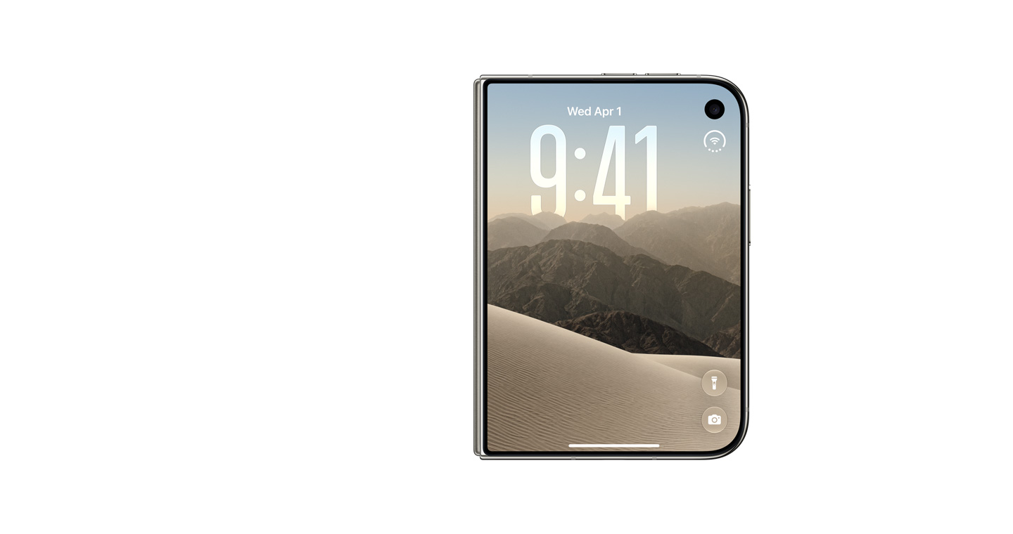 Pantalla exterior del iPhone Duo cerrado. Imagen oficial de Apple