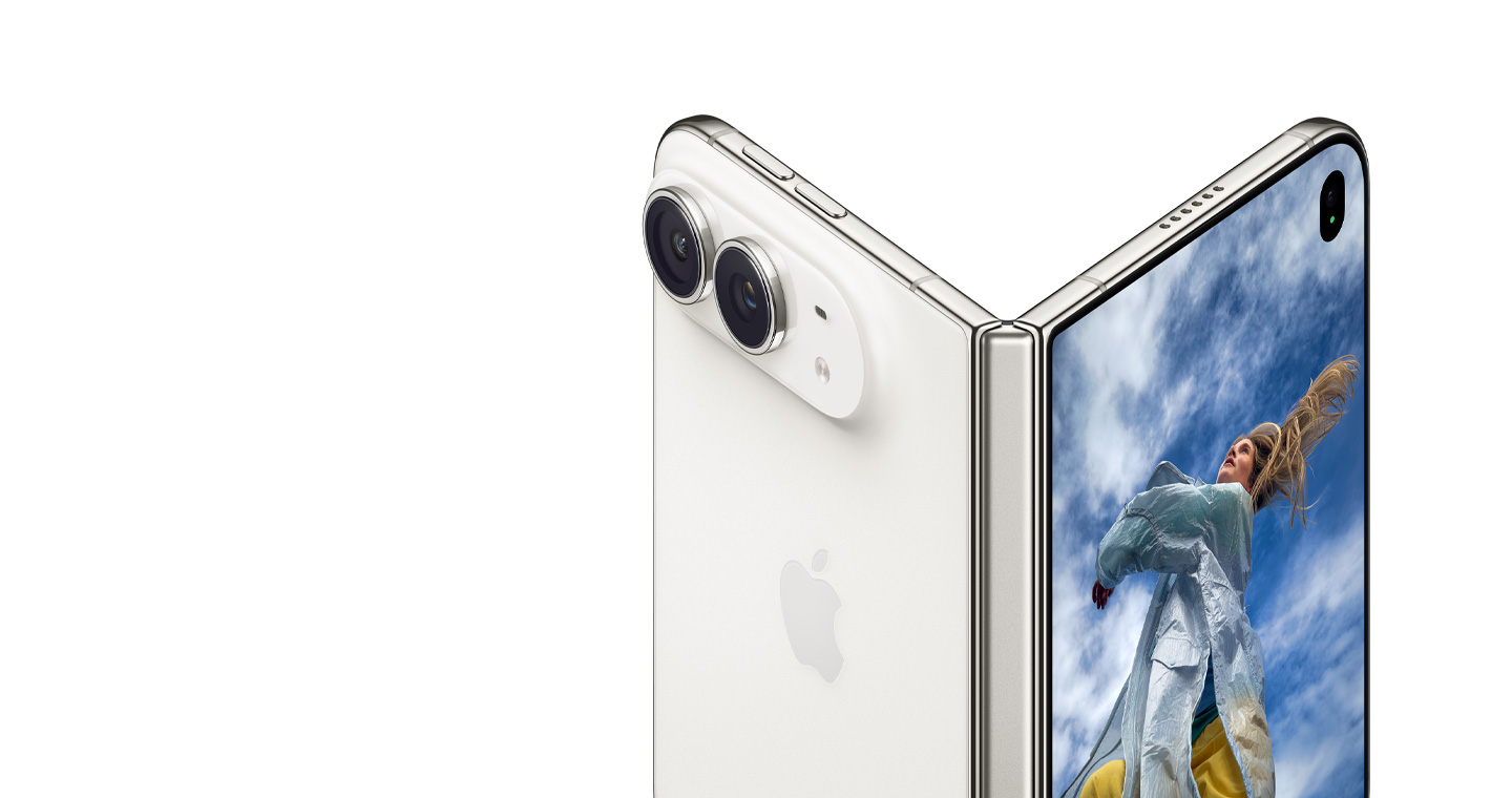 Detalle oficial de la bisagra y la estructura del iPhone Duo. Imagen de Apple